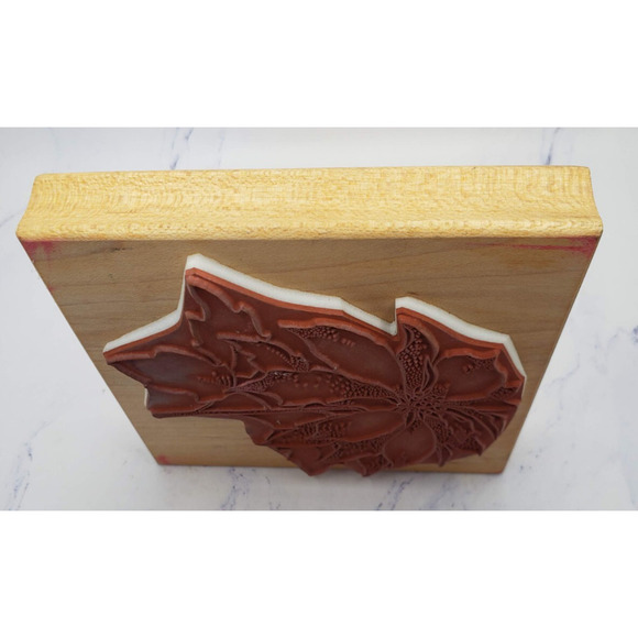 Christmas Poinsettia Flower Large Comotion Wood Mounted Rubber Stamps 2391 - Picture 3 of 7